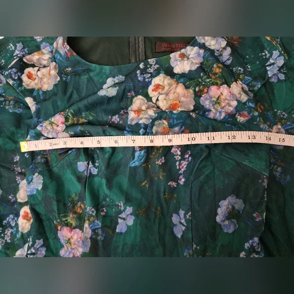 Dress Tells Green Floral Dress Women's XS - Picture 9 of 10